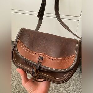 Dark Horse Small Classic Two-Tone Leather Crossbody Bag - Brown and Orange